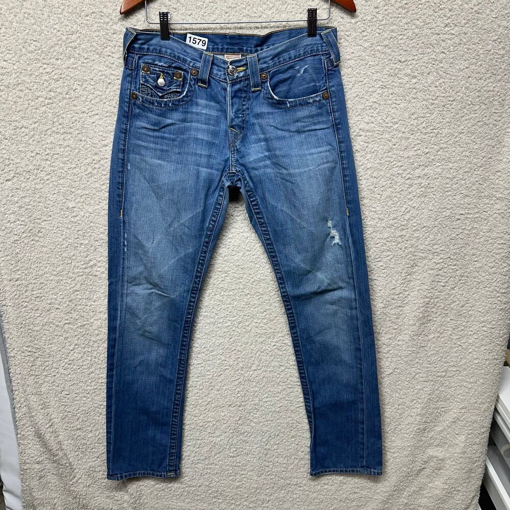 True Religion Joey Jeans Women’s Size 27 Made in USA 100% Cotton Distressed Y2K